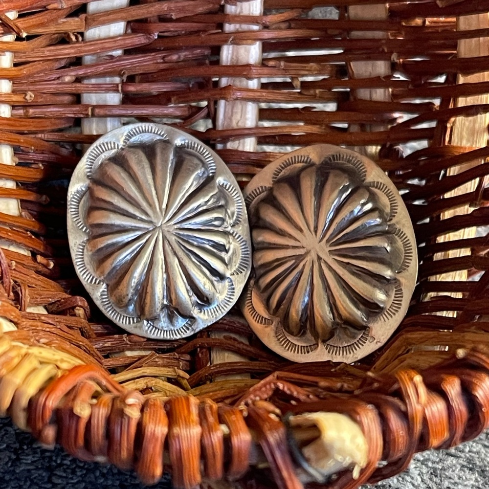 🛑SOLD🛑 Sterling Silver Native Concho Post Earrings Unsigned Unmarked. Tested